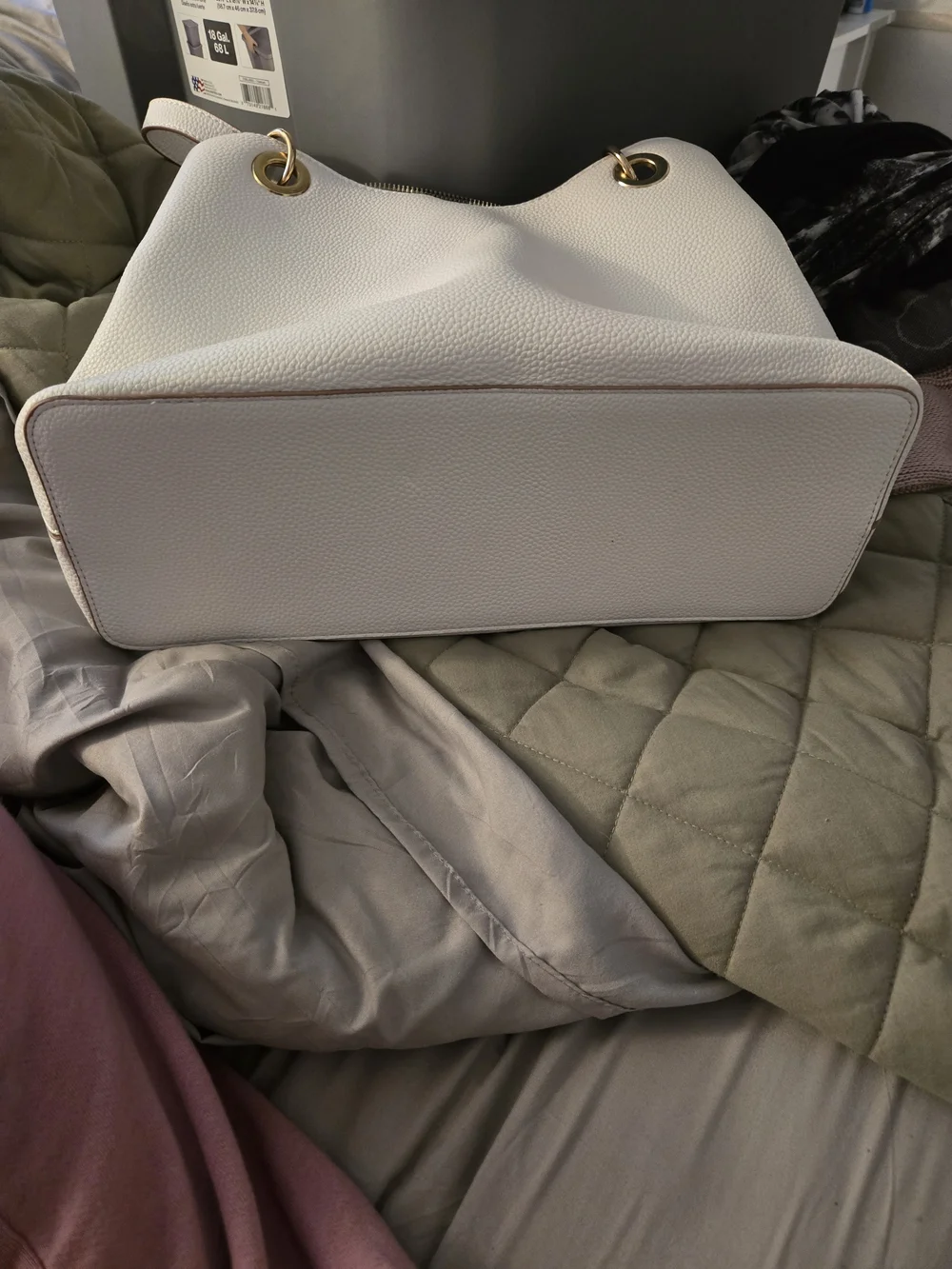 Nanette Lepore Cream‎ Pebbled Leather Shoulder Bag with Gold Hardware